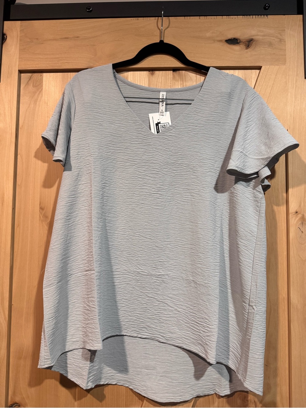 Zenana Light Gray V-Neck Flutter Sleeve Women's Top